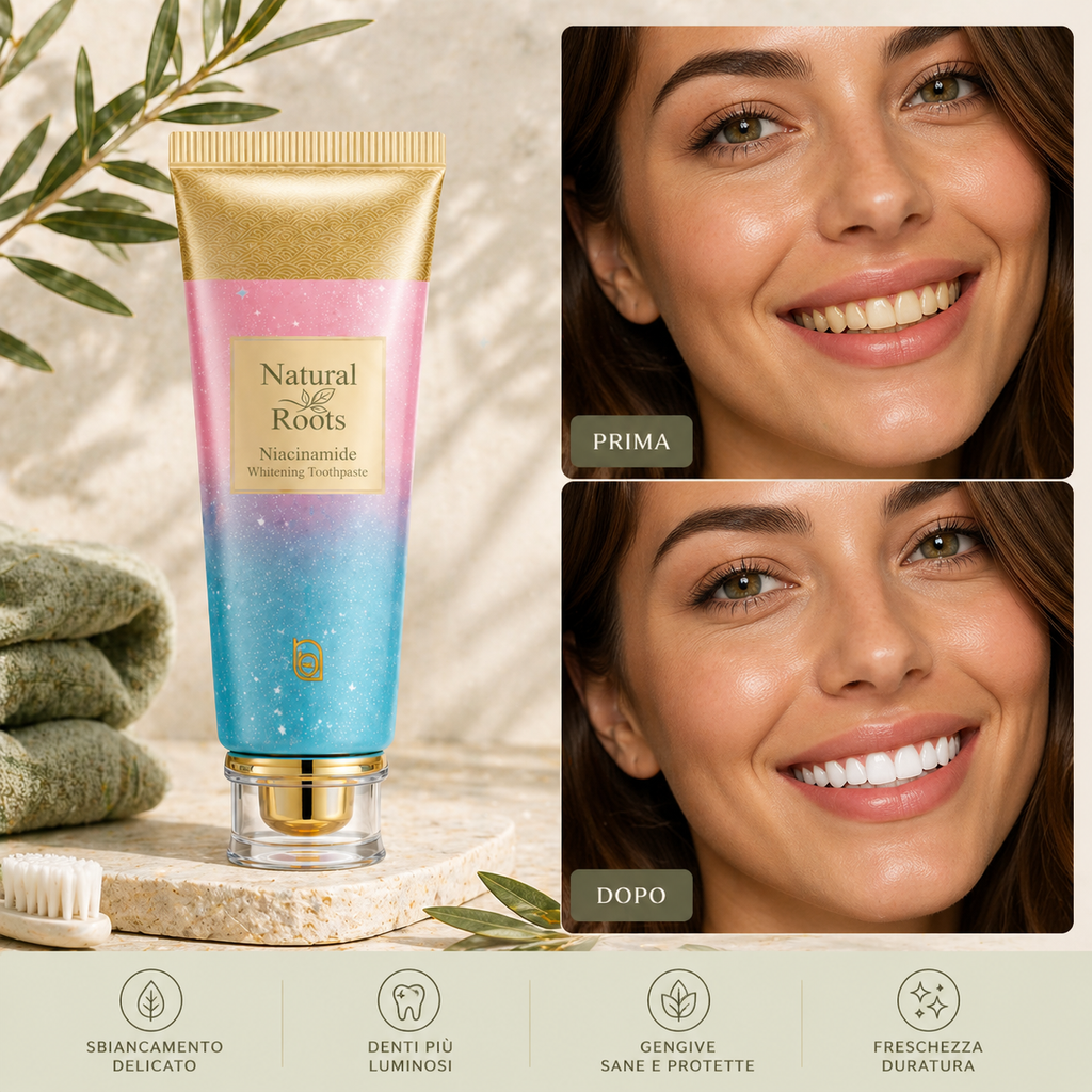 Dentifricio sbiancante alla Niacinamide (vitamina B3)